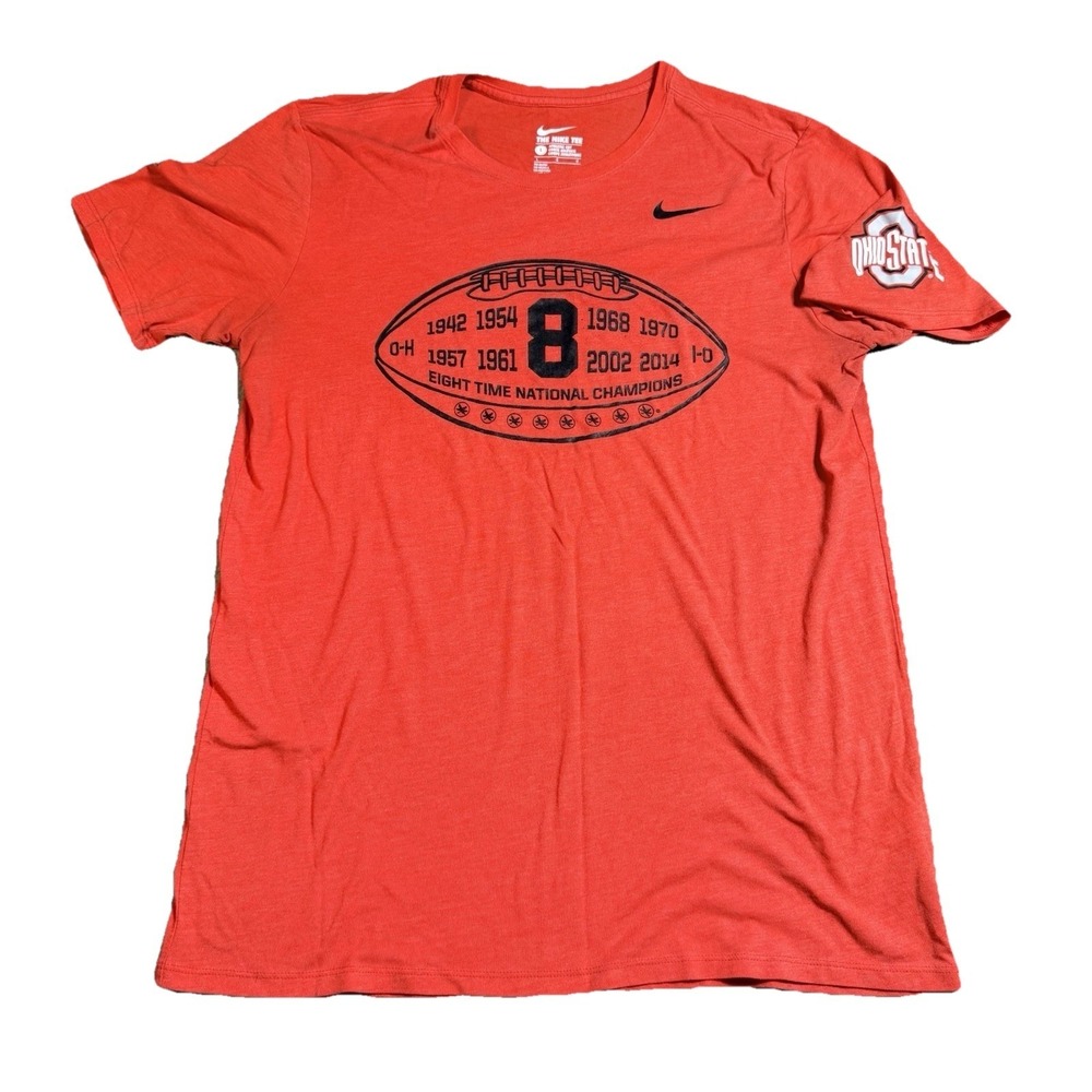 Ohio State Buckeyes Large Nike Shirt Mens Red 8‎ Time National Champions Footbal